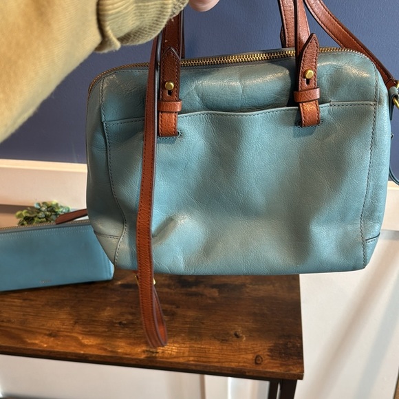 Fossil Rachel Satchel teal with matching wallet - like new condition - Picture 6 of 13